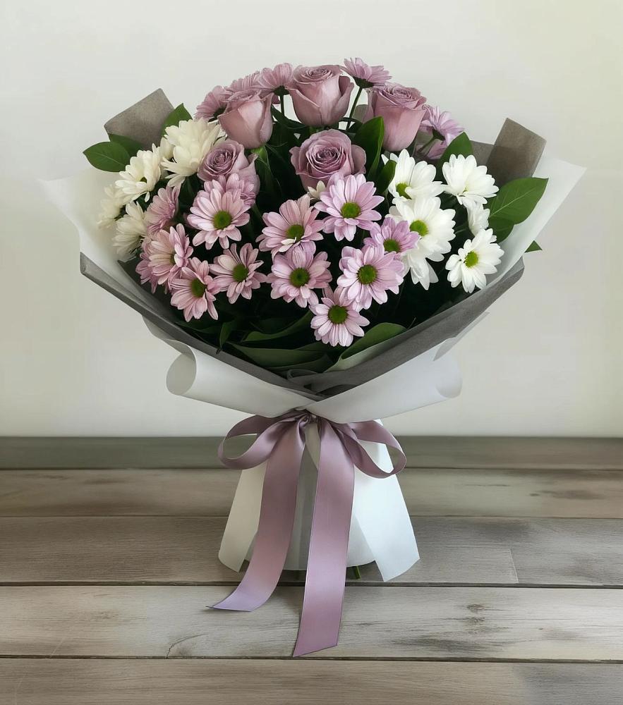 Букет цветов из: Хризантемы и Розы в Кондрово