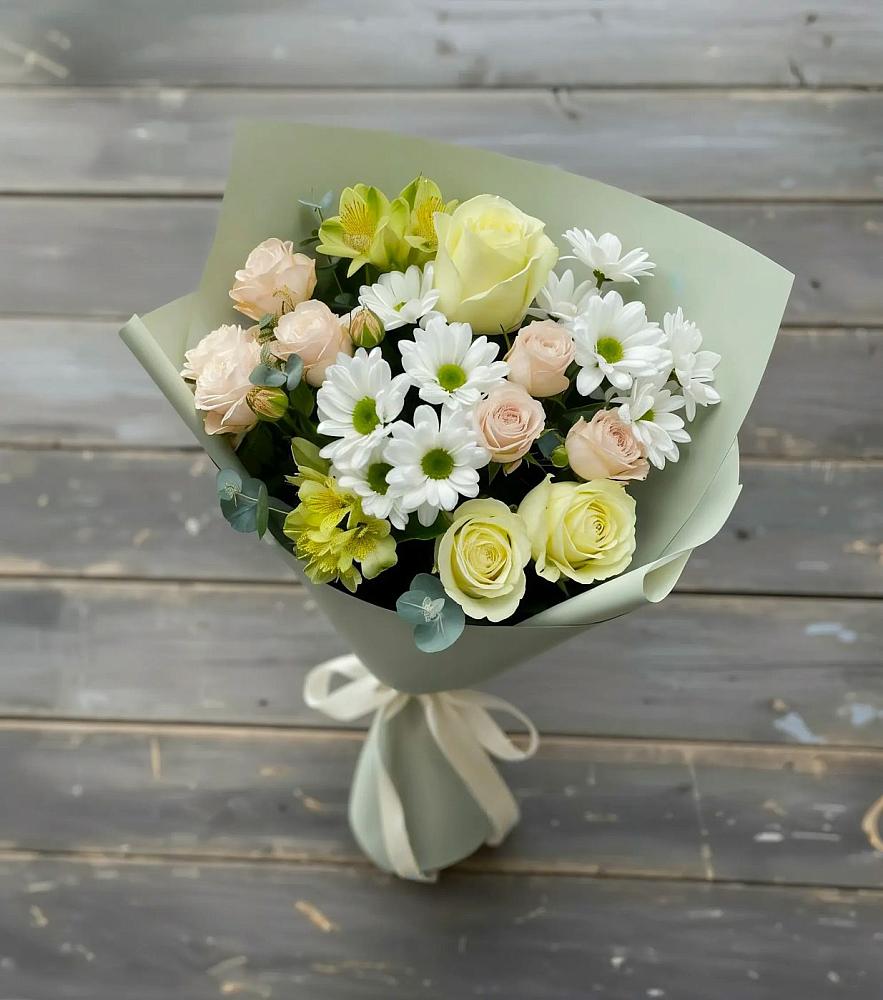 Букет цветов из: Альстромерии, Розы и Хризантемы в Кондрово