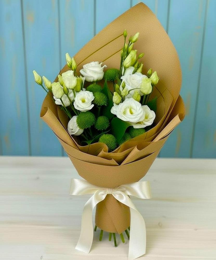 Букет цветов из: Хризантемы и Лизиантусы в Кондрово