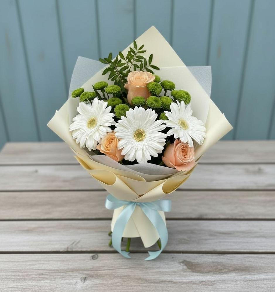 Букет цветов из: Герберы, Розы и Хризантемы в Кондрово