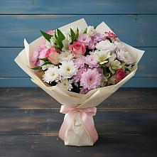 Букет цветов из:  Хризантемы, Альстромерии и Розы в Кондрово