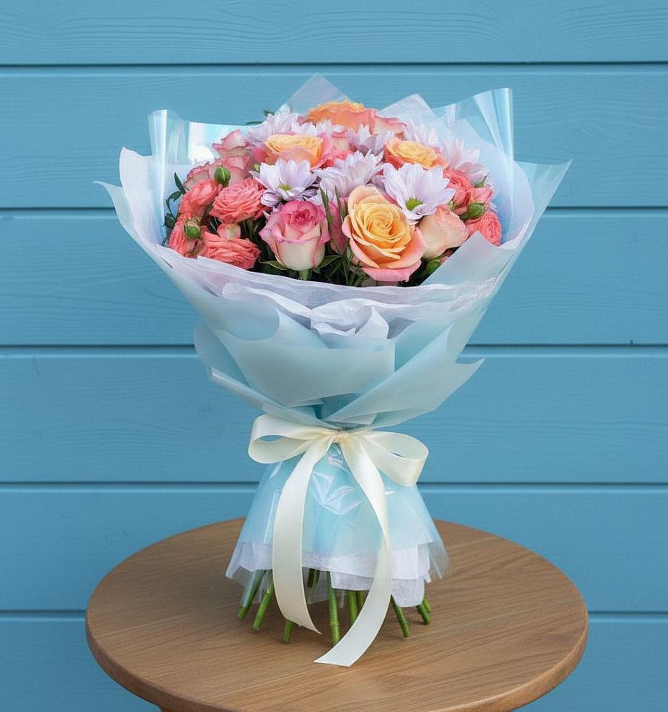 Букет цветов из: Хризантемы и Розы в Кондрово