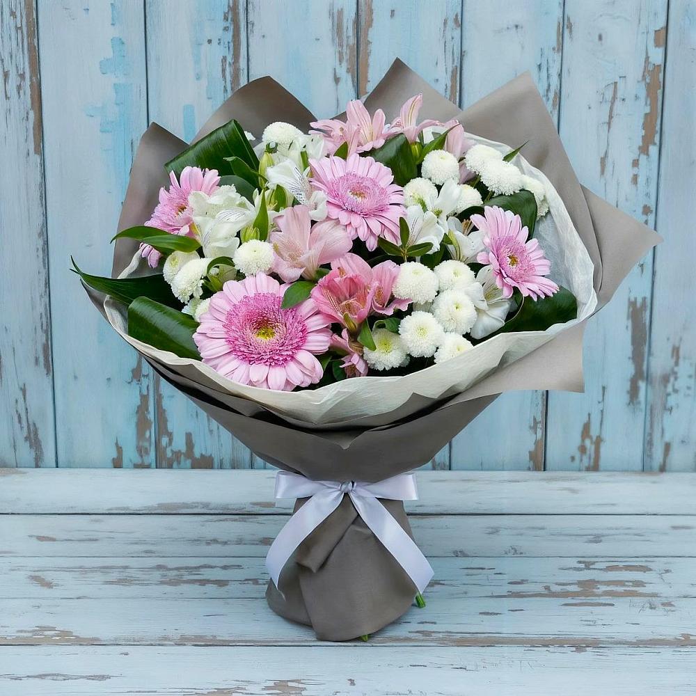 Букет цветов из: Герберы, Альстромерии и Хризантемы в Кондрово