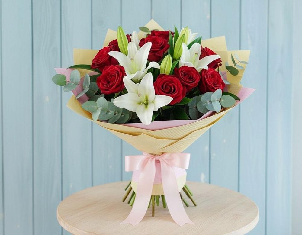 Букет цветов из: Лилии и Розы в Кондрово